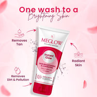 Meglow Women Fairness Combo Pack of 2- Fairness Cream (50g) with Aloevera Extract & Vitamin E |Instant Glow Facewash 70g With Skin Brightening and Luminizing |Paraben Free Formula