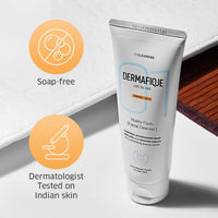 Dermafique Vitality Flash Facial Cleanser – 100ml, Orange Zest Extract Removes Sebum (Oil), Face Wash with Micro Pearls Exfoliator | Soap, Paraben & Alcohol Free | Dermatologist Tested