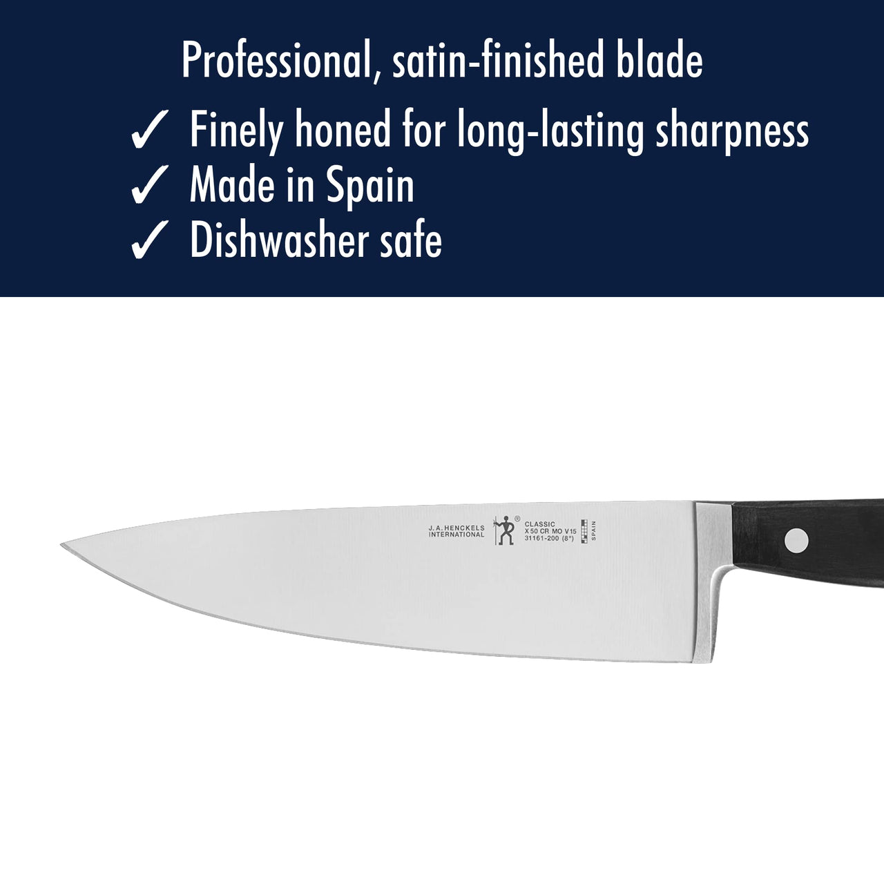 HENCKELS Classic Razor-Sharp 8-inch Slicing Knife, German Engineered Informed by 100+ Years of Mastery, Stainless Steel Chef Knife