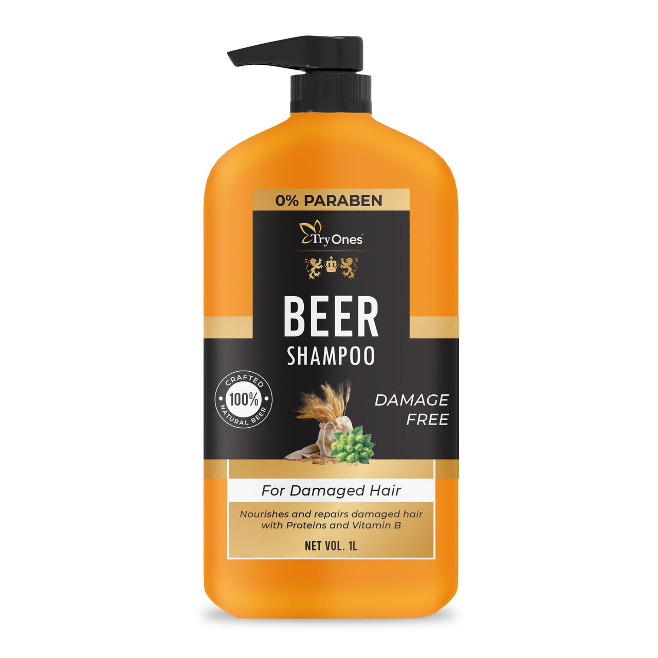 TRYONES Beer Anti-Dandruff Shampoo | Removes Dandruff From Source | Helps With Itching, Irritation & Redness Accompanying Dandruff | For Women & Men | 1000Ml