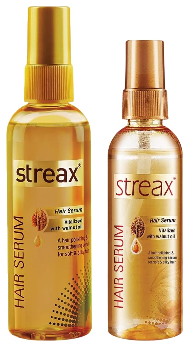 Streax Hair Serum 125ml, Vitalized with Walnut Oil, For Hair Smoothening & Shine, For Dry & Frizzy Hair Hair Serum for Women & Men | Contains Walnut Oil | Instant Shine & Smoothnes