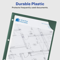 Avery Corner Lock Document Sleeves for 3 Ring Binders, 1 Sage Green Plastic Sleeve (47836) 1 Cover