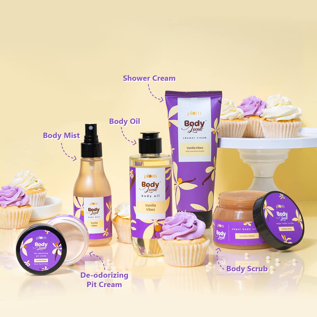 Plum BodyLovin' Vanilla Vibes Body Oil | Intense Moisture & Instant Glow | Long Lasting Warm Vanilla Fragrance | Non-Greasy & Lightweight | Soft & Nourished Skin | For Dry To Very Dry Skin - 100ml
