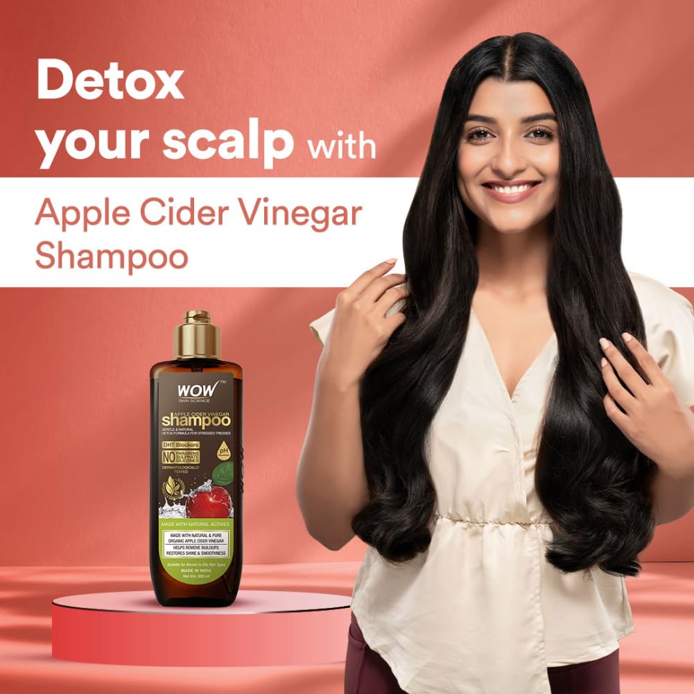 WOW Apple Cider Vinegar No Parabens & Sulphate Shampoo, 200mL