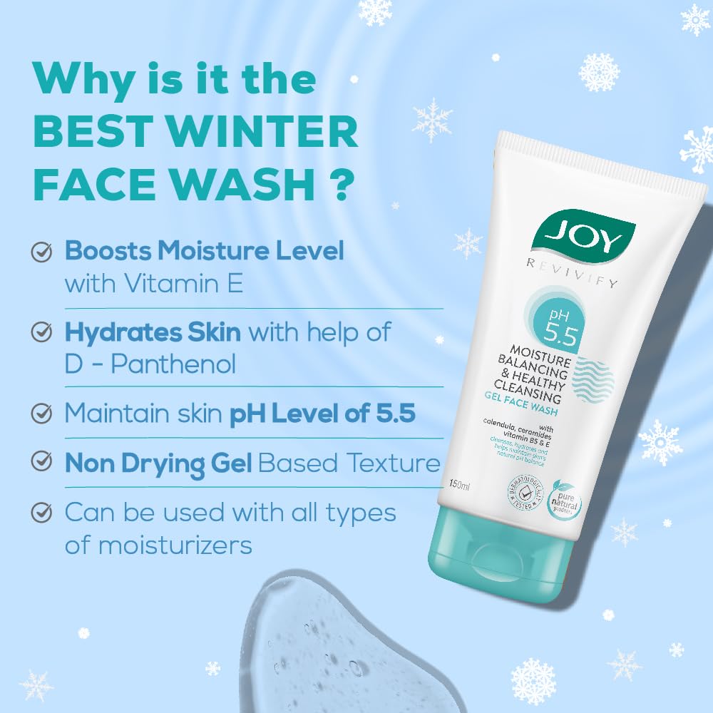 Joy pH 5.5 Hydrating Gel Face Wash with Ceramides 150ml | Gently Cleanses and Restores Skin Barrier | Ideal for Sensitive Skin