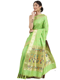 Pandadi Saree Women's  Paithani Silk Saree With Blouse Piece