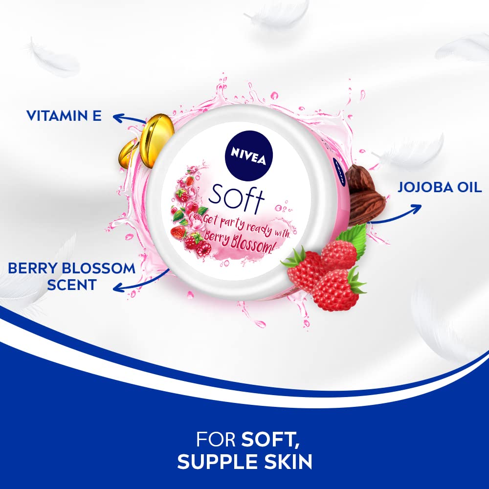 NIVEA Body Lotion for Very Dry Skin, 600 ml & NIVEA Soft Berry Blossom, Light Moisturizer for Face, 200 ml