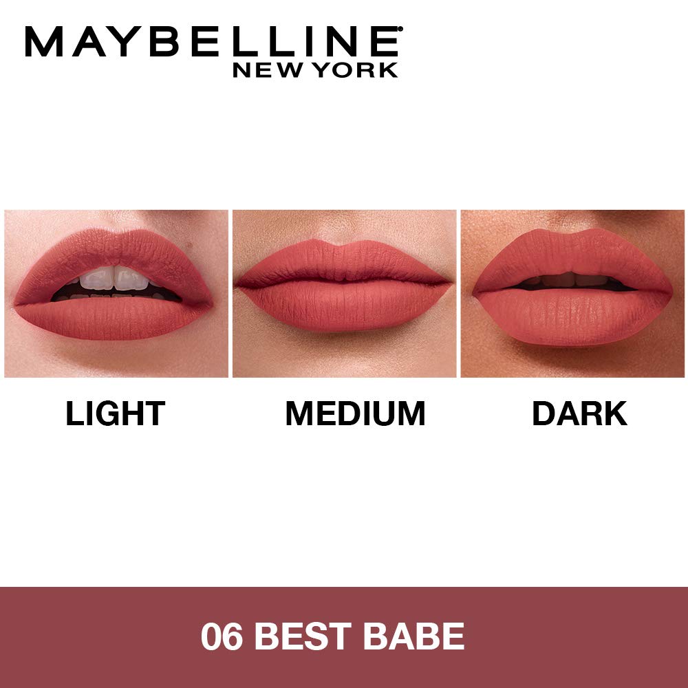 Maybelline New York Lipstick, Matte Finish, Non-Sticky and Non-Drying, Sensational Liquid Matte, Best Babe, 7ml