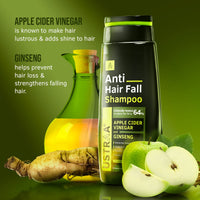 Ustraa Anti Hair Fall Shampoo 250ml - Clinically tested to reduce hairfall by 64%, Dermatologically Tested, With Apple Cider Vinegar, Strengthens Hair & Cleans Scalp to Prevent Hairfall, No Sulphates