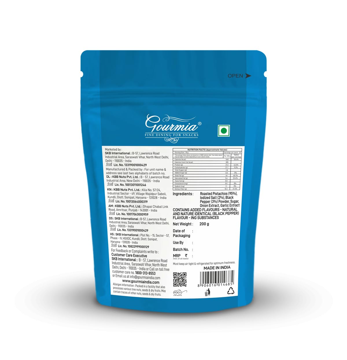 Gourmia Roasted Pistachios Salt & Pepper 200g