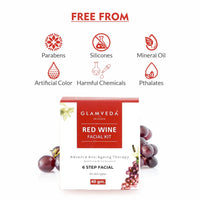 Glamveda Red Wine Advance Anti Ageing And Rice Water Brightening Facial Kit | 80 gm