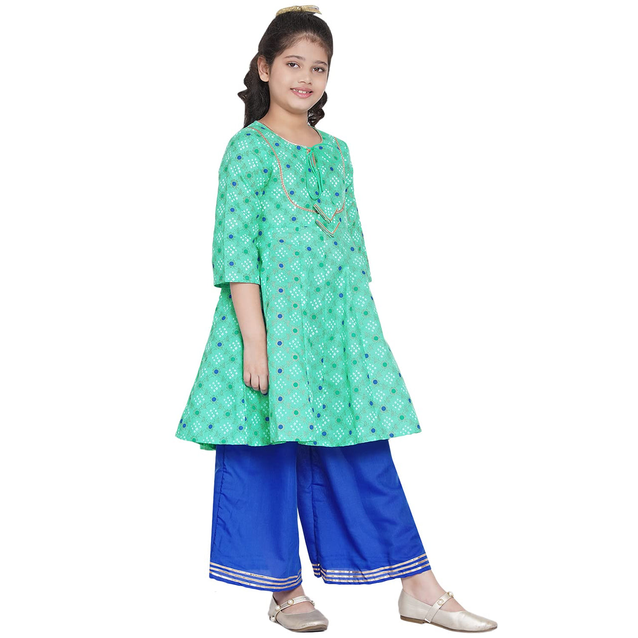 Bitiya By Bhama Girl's  Cotton Blend Kurta & Palazzo