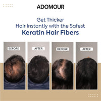 Adomour Hair Building Fiber 27.5g | Keratin Fibers for Thin, Fine & Thinning Hairs | Natural Coverage | Instant Thickening & Volumizing | Bald Spot Cover Up Hair Fiber Powder for Men & Women (Black)