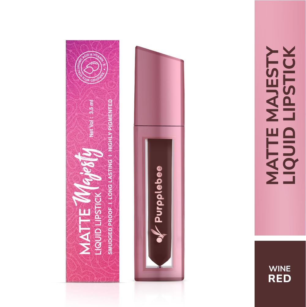MATTE Majesty Liquid Lipstick Smudged Proof Long Lasting Highly Pigmented Water Proof Matte Liquid Lipstick (Wine Red)