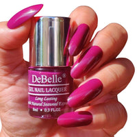 DeBelle Gel Nail Lacquer Camellia Berry(Dark Pink Nail Paint) | Long Lasting, Non UV Gel Finish | Seaweed Enriched & Chip Resistant, 8ml