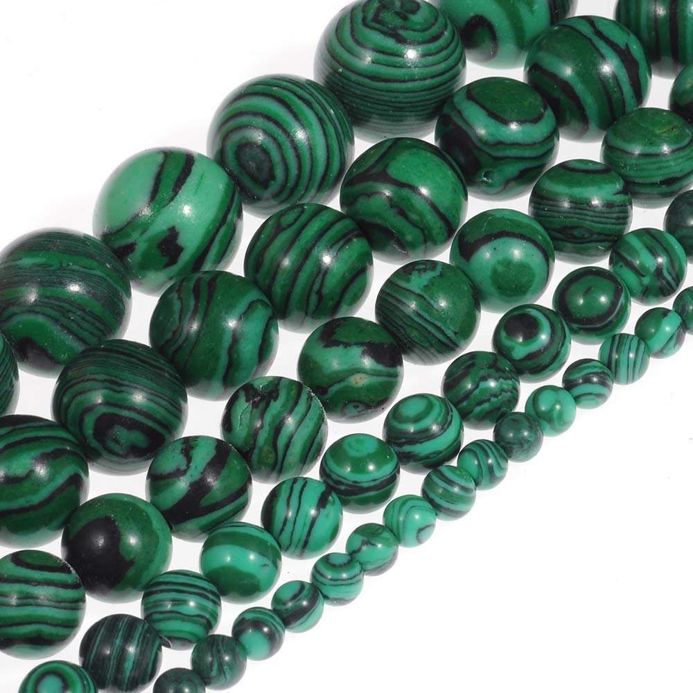 Natural Stone Beads 4mm Malachite Gemstone Round Loose Beads Crystal Energy Stone Healing Power for Jewelry Making DIY,1 Strand 15"