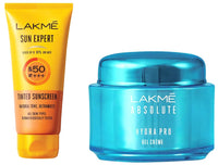 Lakmé Absolute Hydra Pro Gel Day Crème, 50G & Sun Expert Tinted Cream Sunscreen 50 Spf for Dry Skin, 100Ml