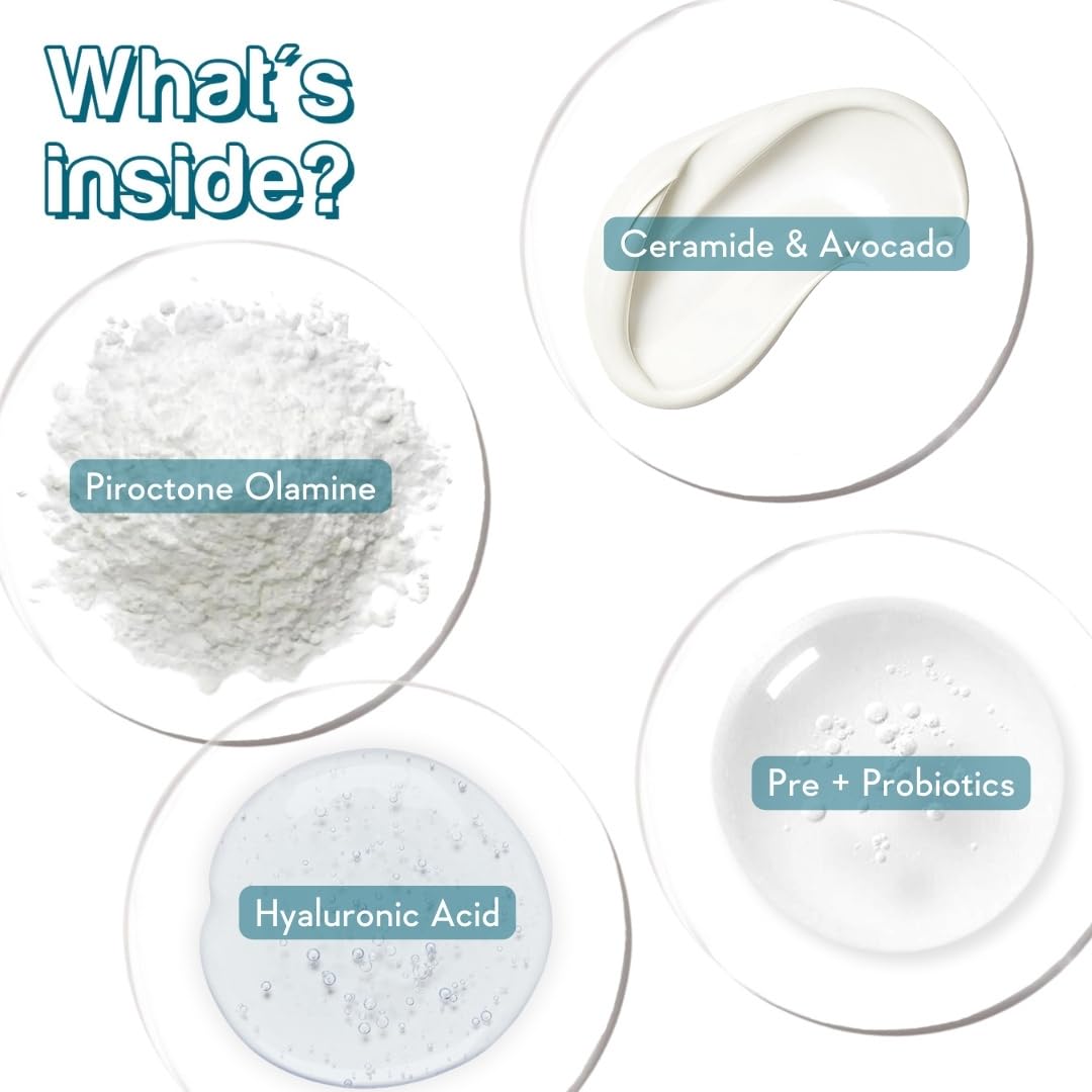 WishCare Ceramide Anti Dandruff Conditioner for Dry & Frizzy Hair - Piroctone Olamine, Pre+Probiotics & Hyaluronic Acid 200ml