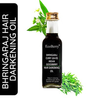 EcoBerry Bhringraj Curry Leaves Indian Gooseberry Hair Darkening Oil | 100% Natural, Organic & Vegan | Strengthens Hair, Reduces Breakage, Dandruff & Dry Scalp | Chemical-Free, Alcohol-Free, Paraben-Free | 100ml