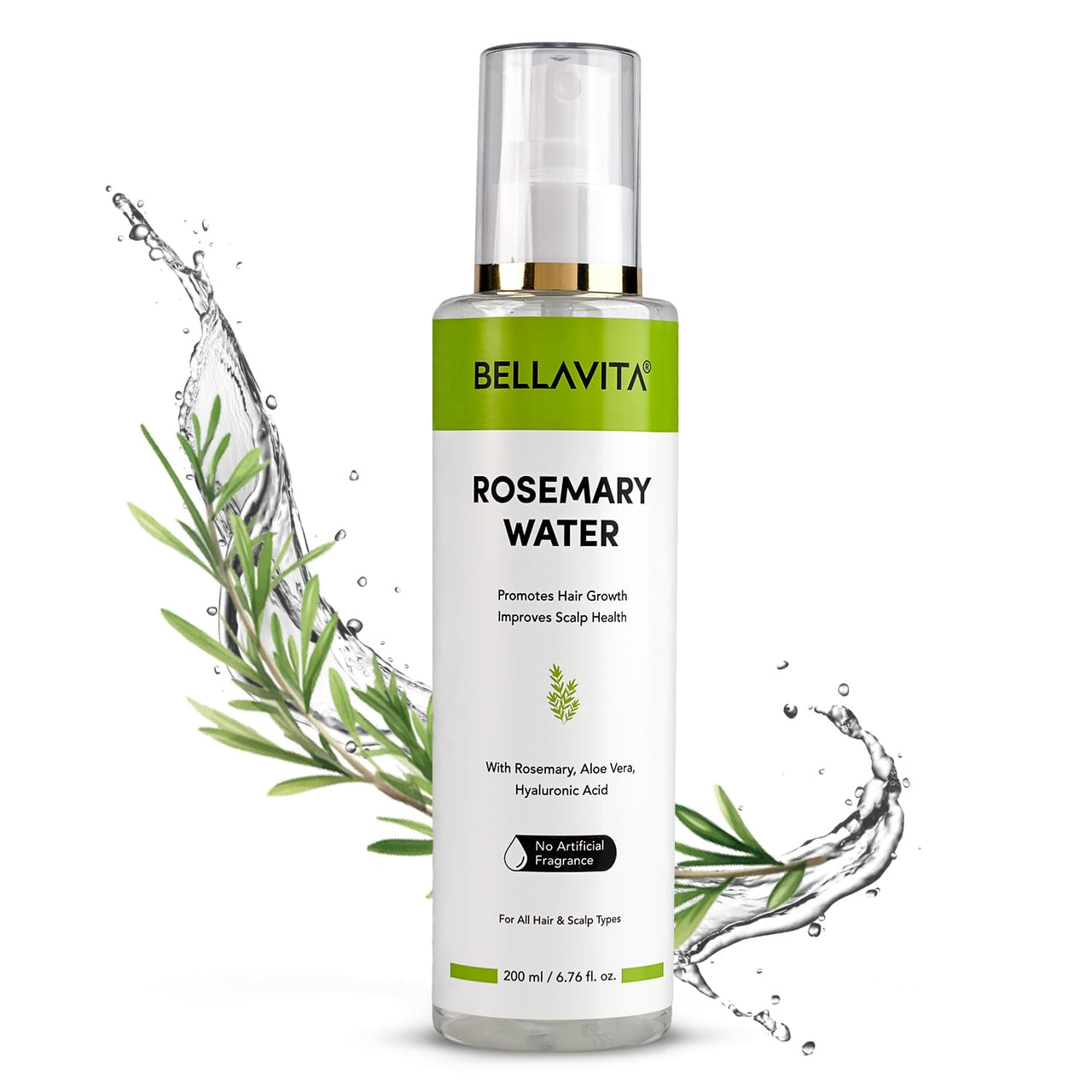 Bellavita Rosemary Water Hair Spray | For Frizzy Hair | Adds Shine | Suitable For All Hair Types | 200 ml