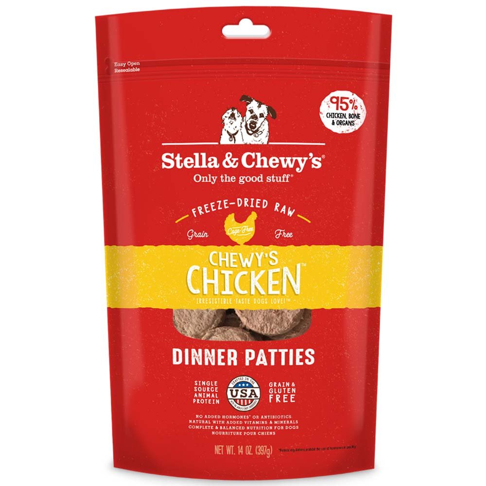 Stella & Chewy's  Freeze Dried Raw Dinner Patties – Grain Free Dog Food, Protein Rich Chewy’s Chicken Recipe – 14 oz Bag 14 Ounce (Pack of 1)