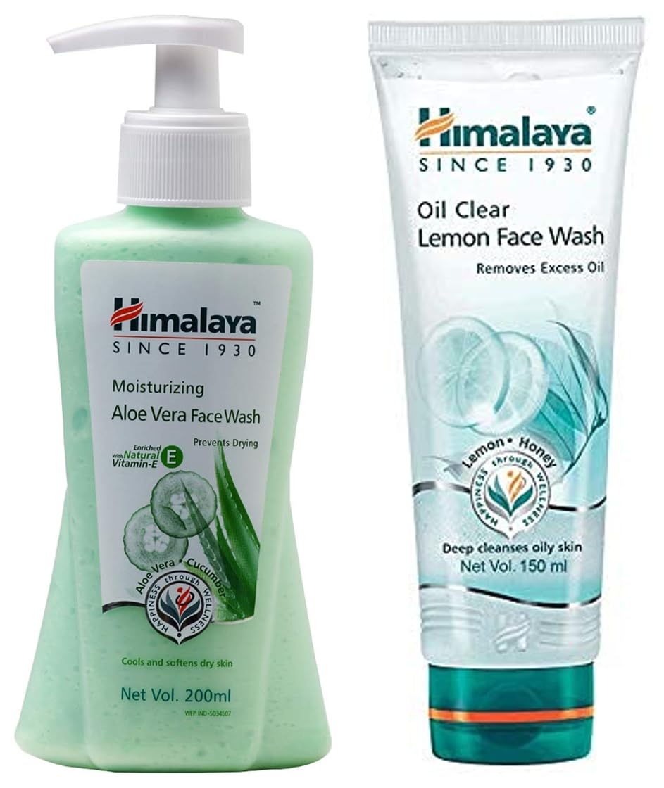 Himalaya Moisturizing Aloe Vera Face Wash, 200ml and Himalaya Oil Clear Lemon Face Wash, 150ml