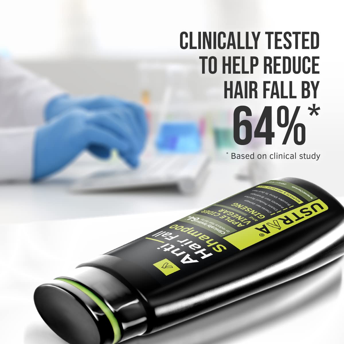 Ustraa Ayurvedic Hair Oil 2 x 200ml - (Set of 2) with 8 Natural Herb extracts, Fights Dandruff | & Anti Hair Fall Shampoo 250ml - Clinically tested to reduce hairfall by 64%, With Apple Cider Vinegar