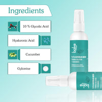 BAKE 10% Glycolic Acid Toner with Hyaluronic Acid | Targets Hyperpigmentation | Pore Tightening Toner for Face & Underarms | For Combination skin, Oily, Acne Prone skin | Alcohol Free Toner | 100ml