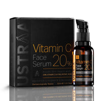 Ustraa Bright Skin Combo - 20% Vitamin C Face Serum with Hyaluronic acid 30ml & Night Cream with Niacinamide 50g, Dermatologically Tested For Skin Brightening