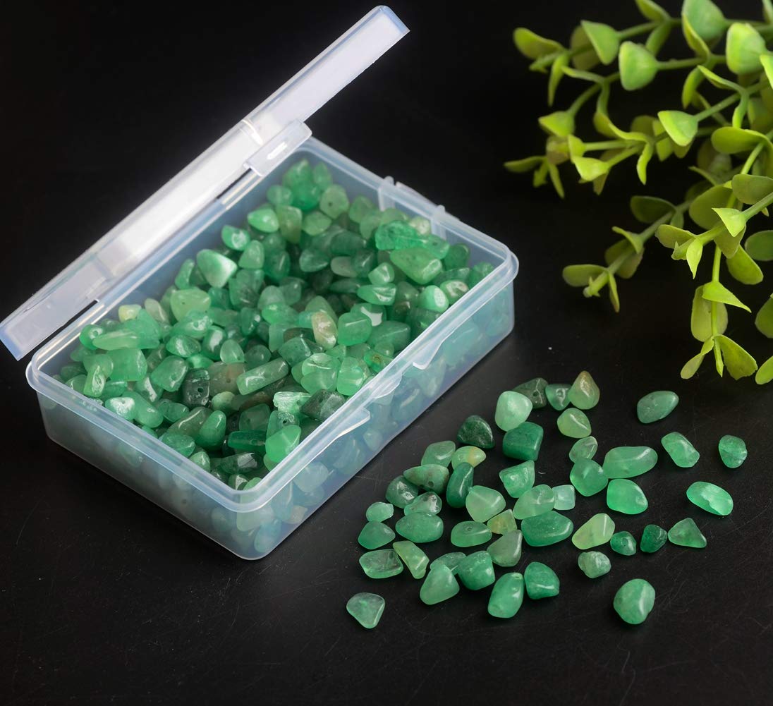 Natural Chip Stone Beads Green Aventurine 5-8mm About 400 Pieces Irregular Gemstones Healing Crystal Loose Rocks Bead Hole Drilled DIY for Bracelet Jewelry Making Crafting (5-8mm, Green Aventurine)