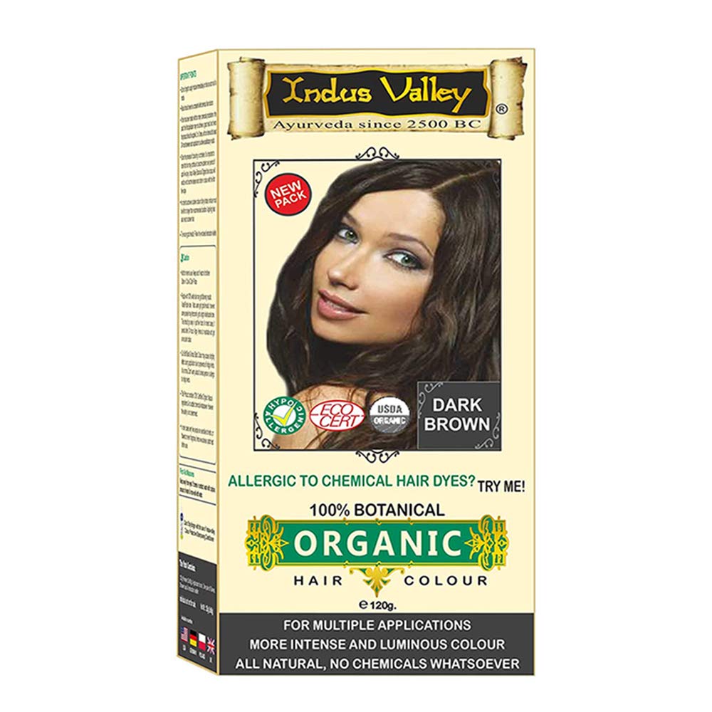 INDUS VALLEY Organic Dermatologist Recommended Dark Brown Hair Colour - (Pack of 3)