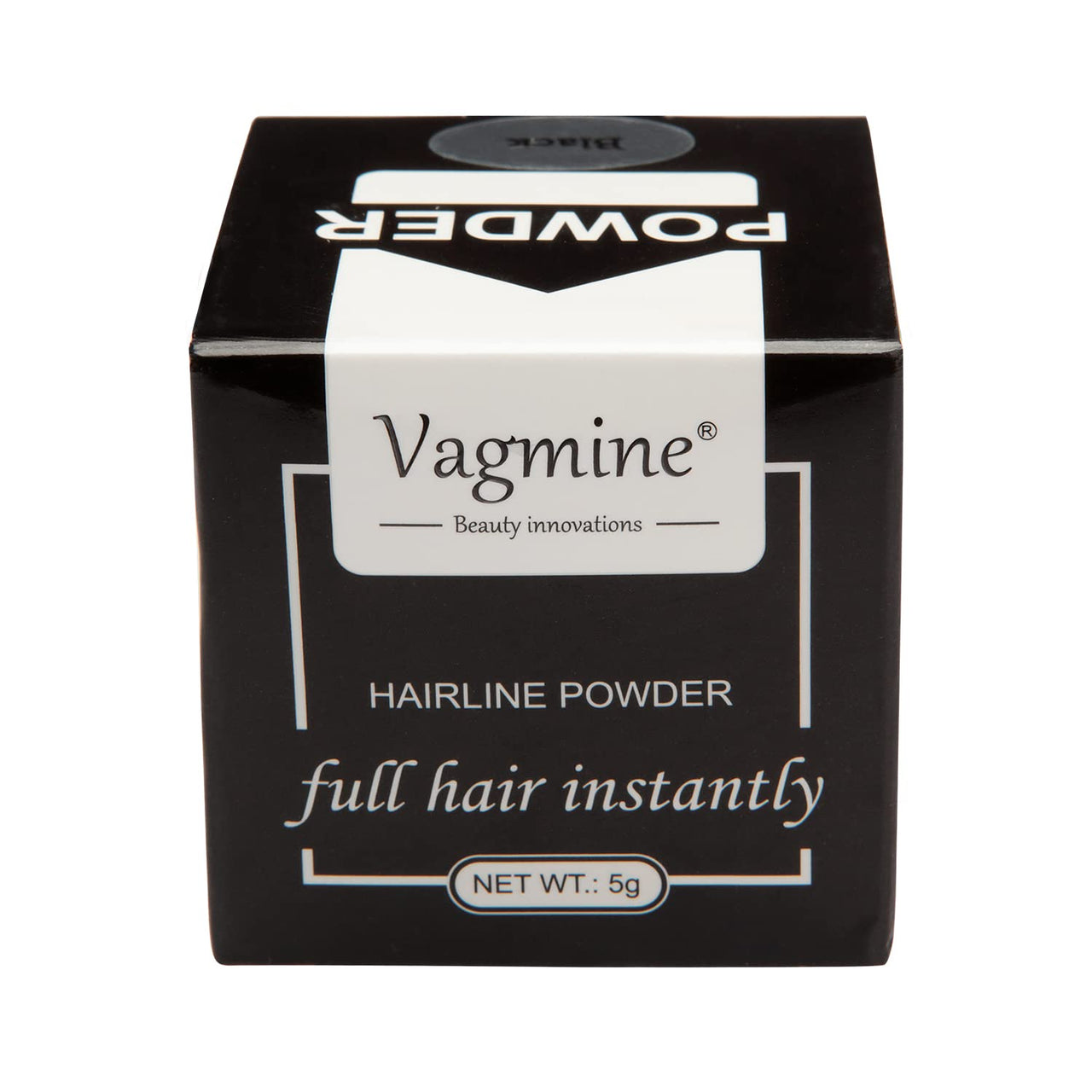 Vagmine Hair-line Powder for Hair & Beard – Root Concealer & Gray Hair Coverage for Men and Women Black 5g