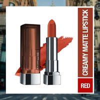 Maybelline New York Matte Lipstick - Intense Colour 674 Madison Red & Color Sensational Creamy 660 Touch of Spice, 3.9g