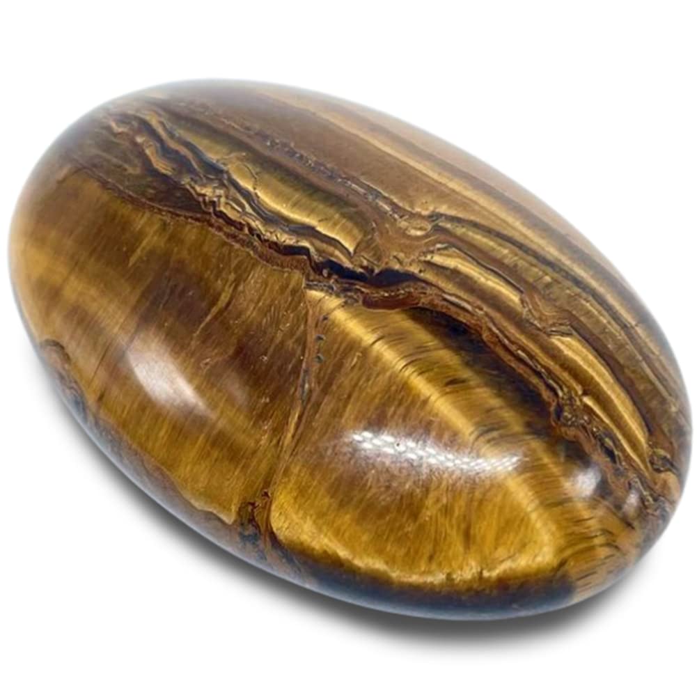 Truewon Natural Healing Crystal Chakra Reiki Polished Love Oval Pocket Worry Stone Crystals for Anxiety Stress Relief Therapy (Yellow Tiger's  Eye) Yellow Tiger's  Eye