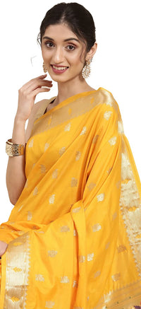 Pandadi Saree Women's  Paithani Silk Saree With Blouse Piece