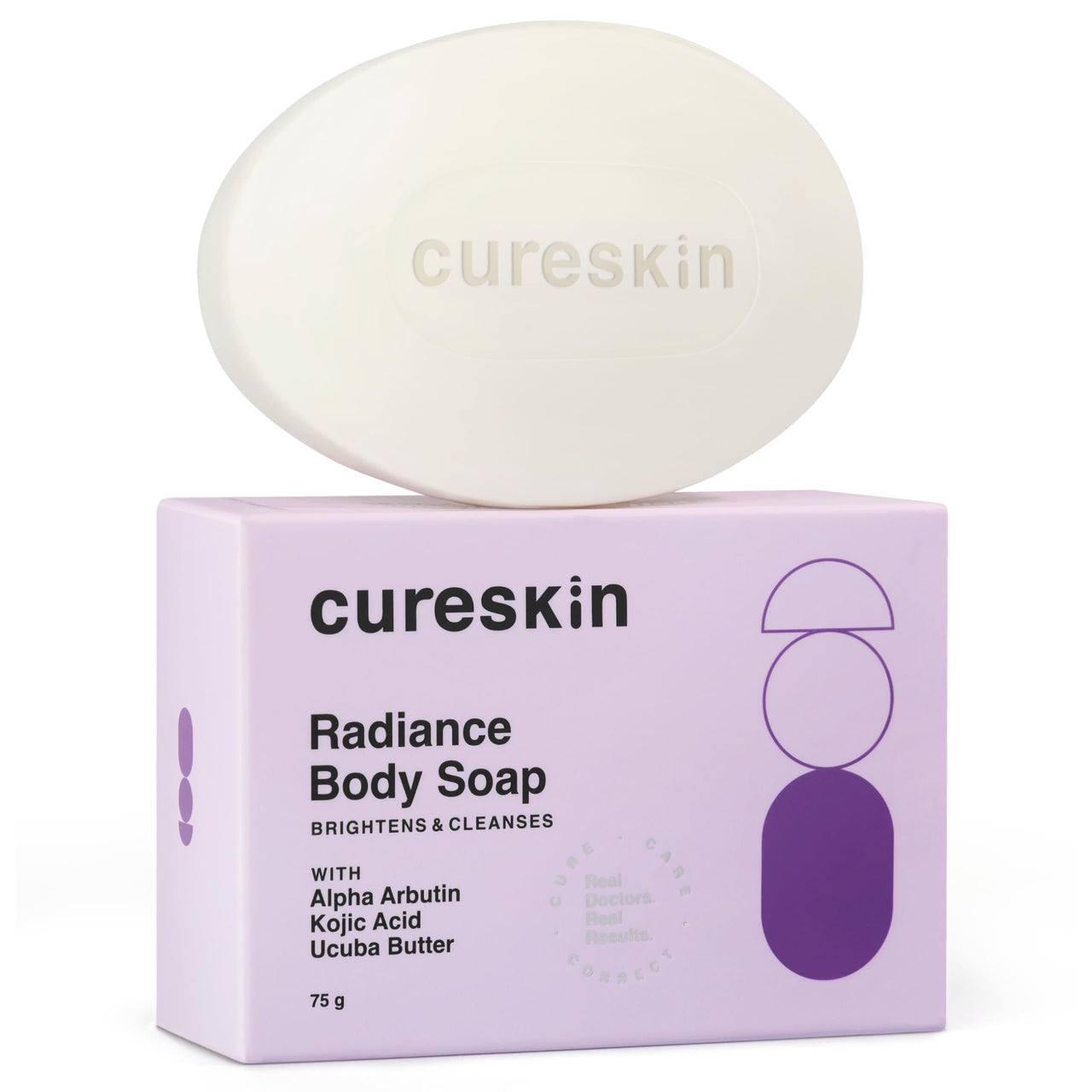 Cureskin Radiance Body Soap | For Pigmentation & Sun Damage with Alpha Arbutin, Kojic Acid and Ucuba Butter | Kojic Soap for Men & Women | Kojic Acid Soap for Skin Whitening | Soap Tan Removal, 75 g (Pack of 1)