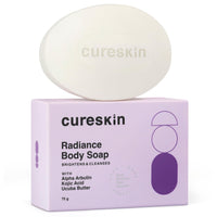Cureskin Radiance Body Soap | For Pigmentation & Sun Damage with Alpha Arbutin, Kojic Acid and Ucuba Butter | Kojic Soap for Men & Women | Kojic Acid Soap for Skin Whitening | Soap Tan Removal, 75 g (Pack of 1)
