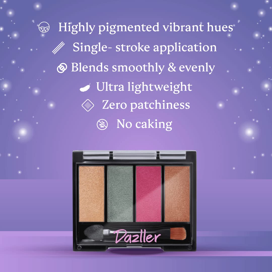 DAZLLER Mystical Magic Shimmery Eyeshadow Powder Palette - Mini, 4G, D4-Es4, Lightweight, Even Blending, Rich Pigments,Vibrant Hues, Assorted