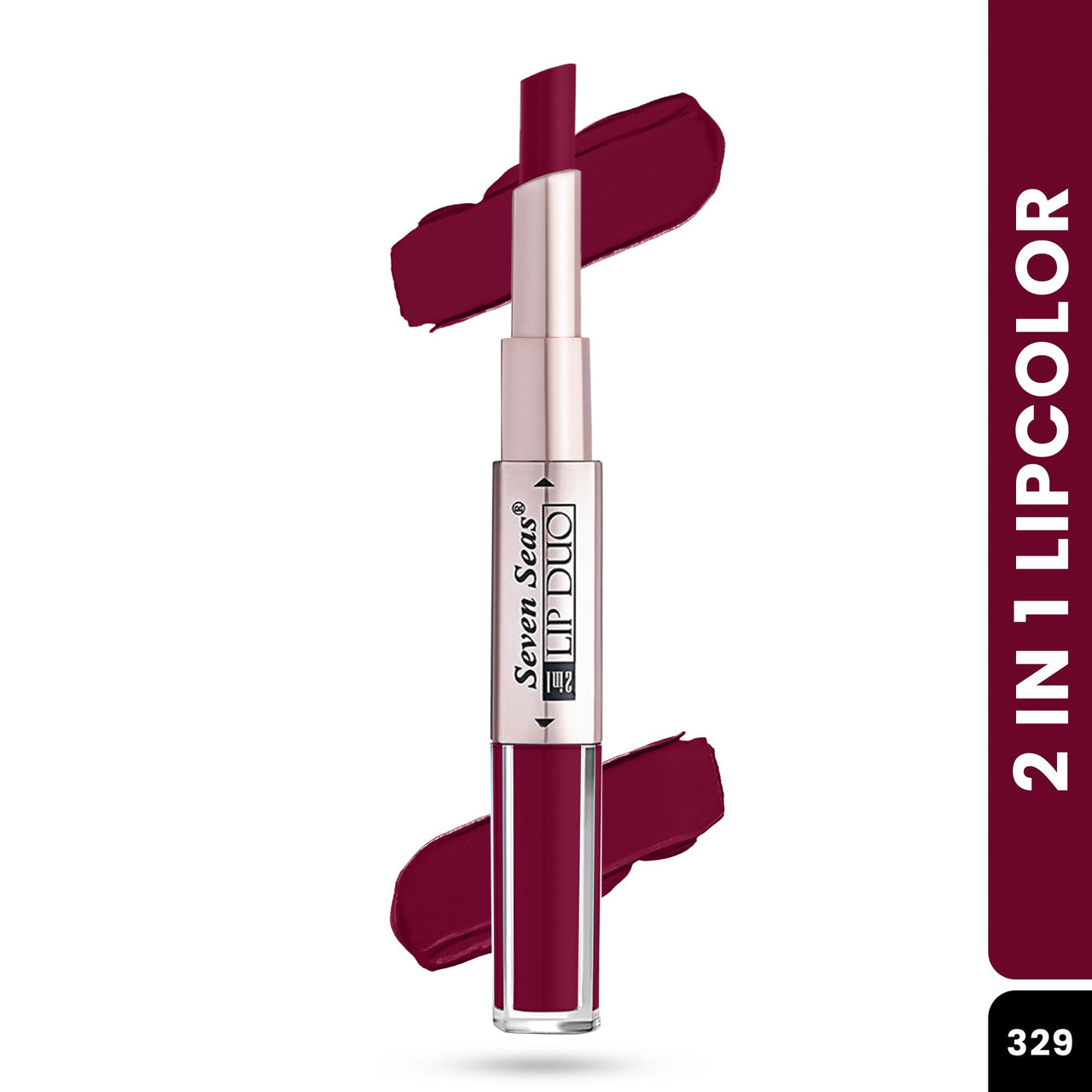 Seven Seas Lip Duo 2 In 1 Lipstick Matte Finish 2-in-1 Duo Liquid Lipstick with Matte Finish and Moisturizing Gloss (Tamoto Red 2, 7ML)