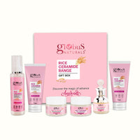 Globus Naturals Revival Rice Ceramide Valentine Love Gift Box, For Korean Glass Skin, Set of 6 Face Wash 75gm, Cream 50gm, Scrub 50gm, Peel off Mask 75gm, Serum 30ml, Toner 100ml