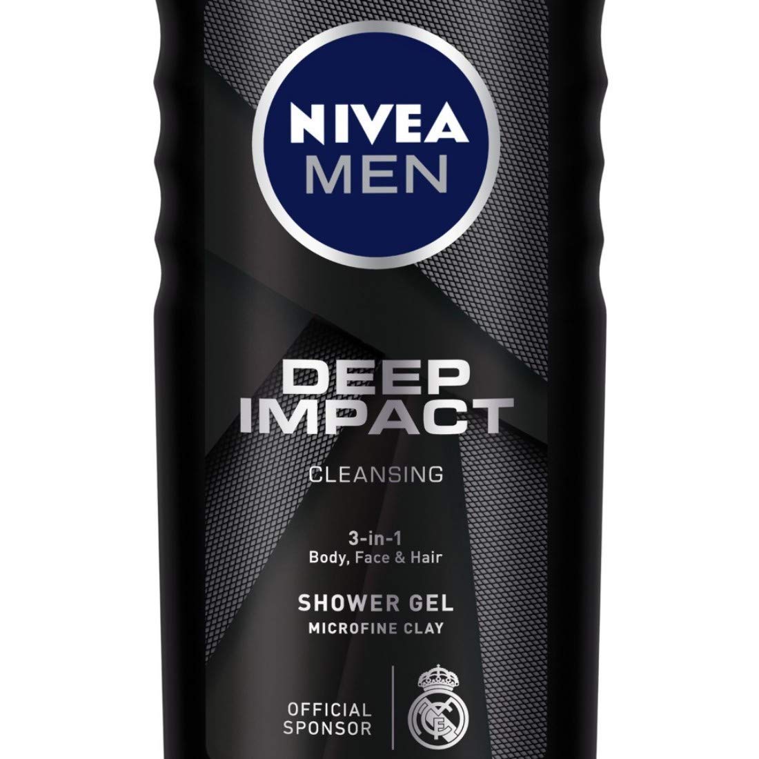 NIVEA Men Body Wash, Deep Impact Deodorant, 3 In 1 Shower Gel For Body, Face & Hair, With Microfine Clay, 250ml (Pack of 2)