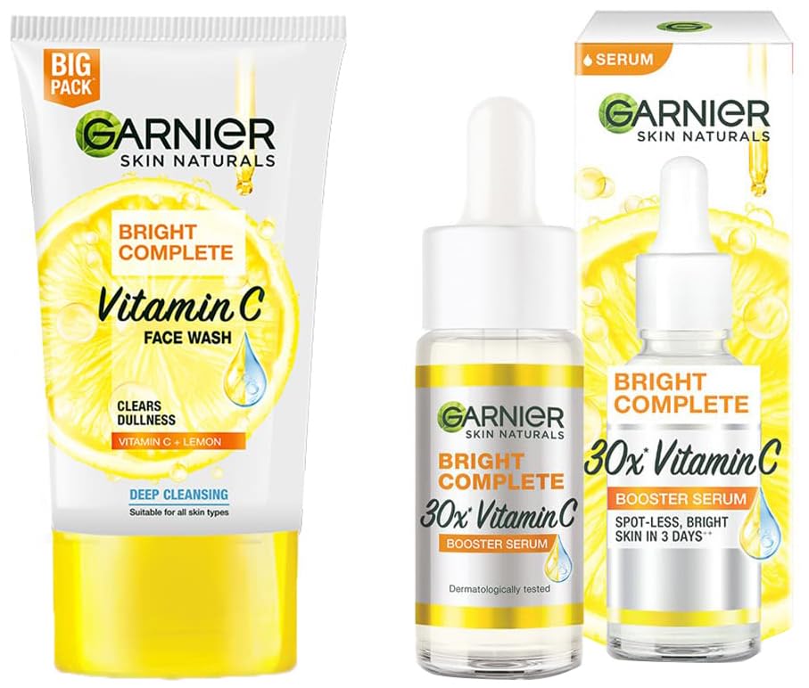Garnier Skin Naturals Bright Complete Vitamin C Face Wash - Vitamin C Face Wash For Brighter and Glowing Skin - Suitable For all Skin Types & Garnier Skin Naturals