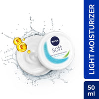 NIVEA Soft Light Moisturizer For Face, Hand & Body, Instant Hydration, Non-Greasy Cream With Vitamin E & Jojoba Oil, 50ml (Pack of 2)