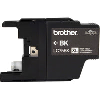 Brother Genuine High Yield Black Ink Cartridge, LC75BK, Replacement Black Ink, Page Yield Up to 600 Pages, LC75