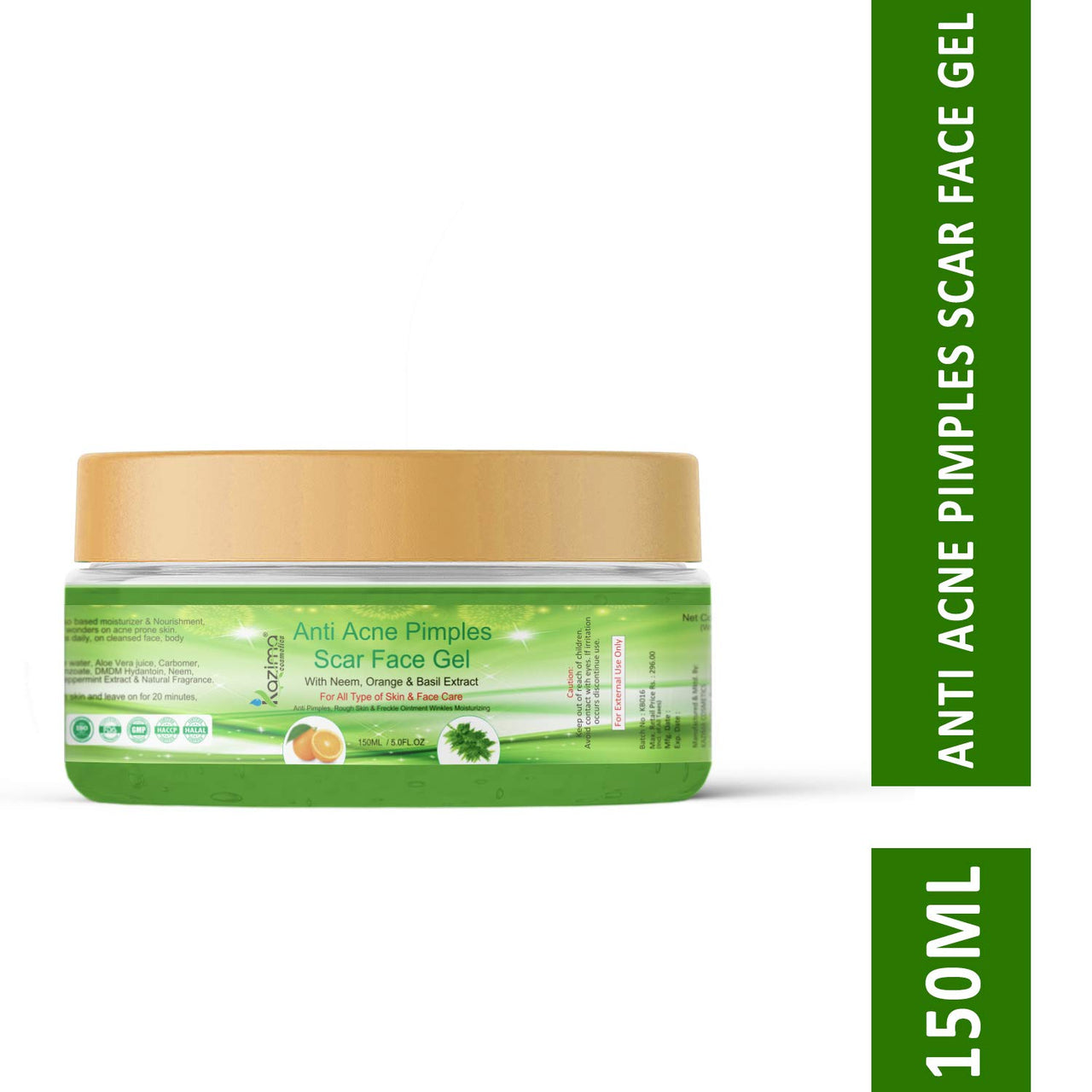 KAZIMA Anti Acne Pimples Scar Face Gel - Anti Pimples, Rough Skin & Freckle Ointment Winkles Moisturizing For All Type of Body, Skin & Face (No Sulfate, No Parabens, No Xanthan, No Mineral Oil) (150ML)