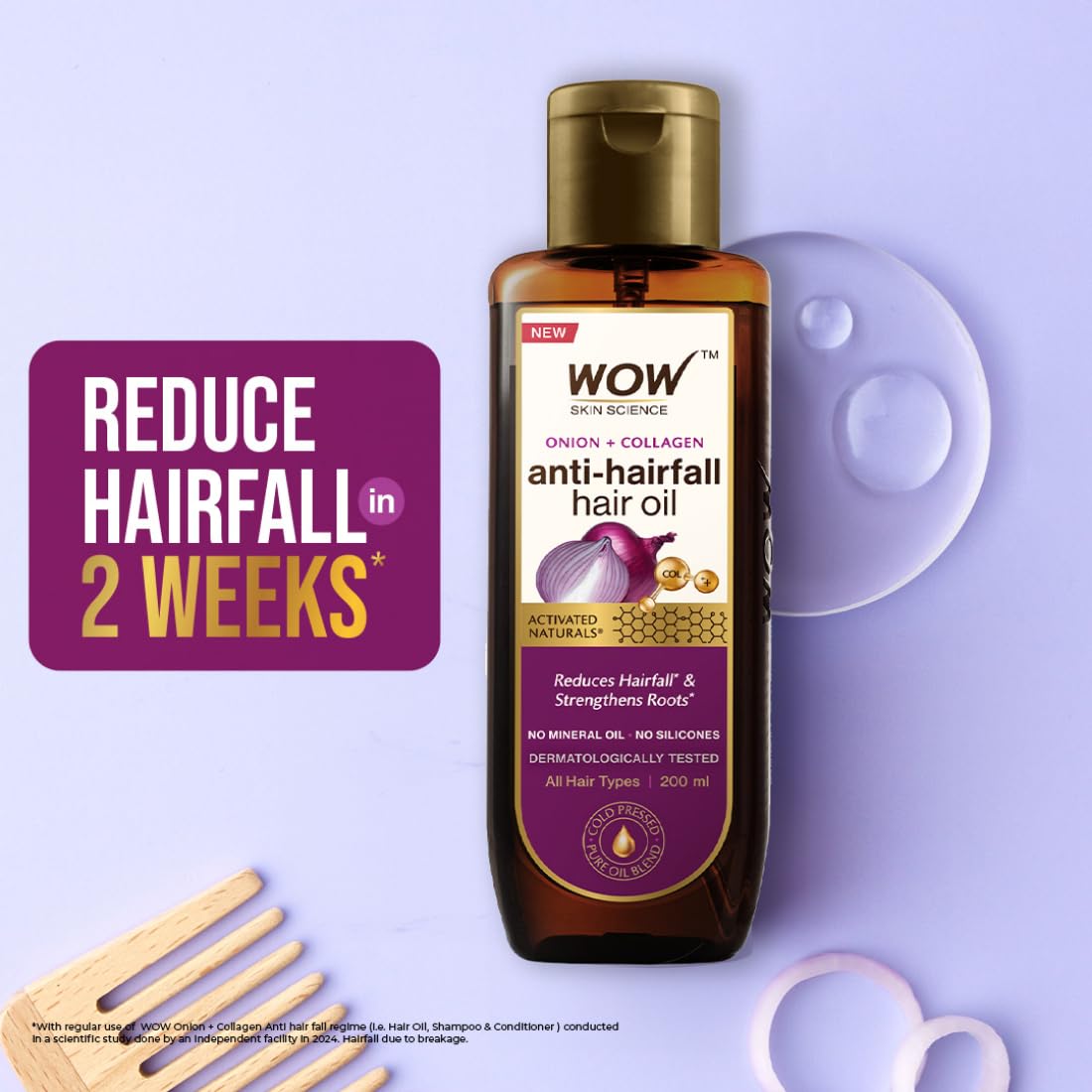 WOW Onion Black Seed Hair Oil - Controls Hair Fall - No Mineral Oil & Silicones - 200mL