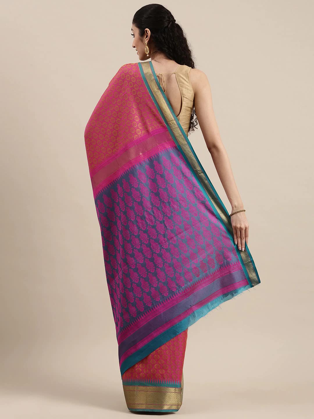 Pandadi Saree Women's  Cotton Silk Saree With Blouse Piece