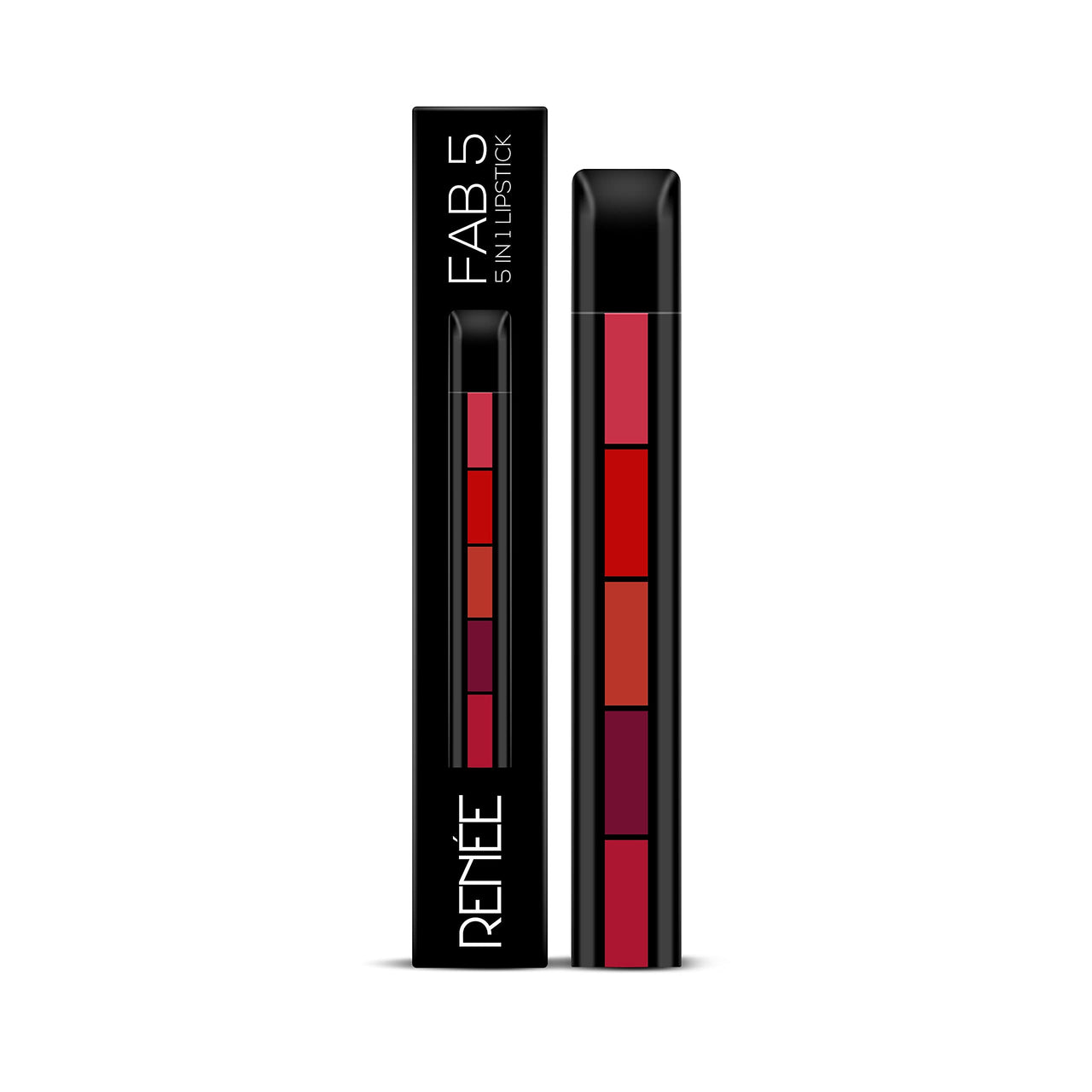RENEE FAB 5 Matte Finish 5 in 1 Lipstick 7.5G & RENEE Fab Face Nude - 3 in 1 Makeup Stick With Eye Shadow, Blush & Lipstick, Enriched With Vitamin E 4.5g