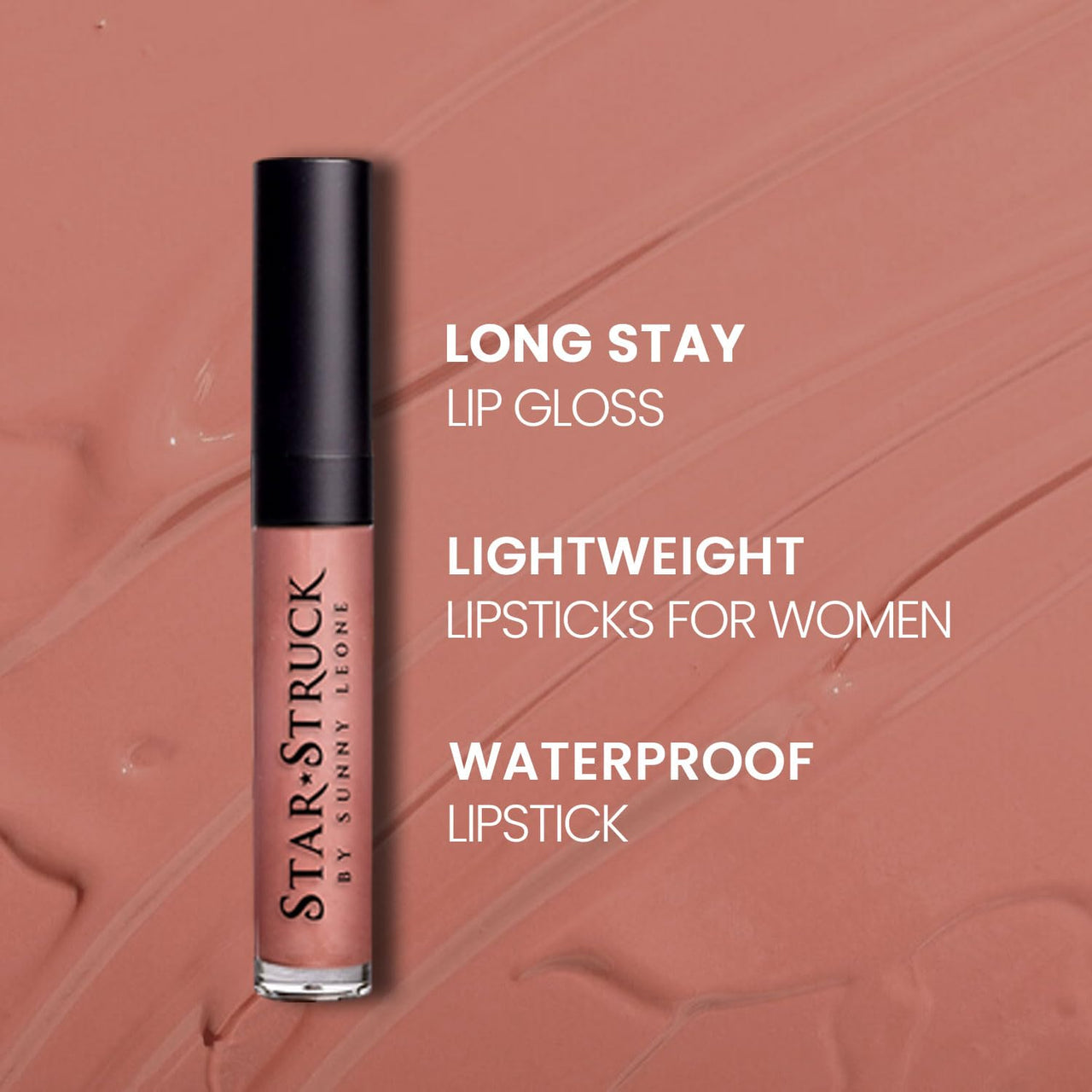 STARSTRUCK BY SUNNY LEONE Glossy Liquid Lip Color, Brown | Highly Pigmented, Hi-Shine & Non-Sticky Formula | Lip Gloss For Girls, Women | Toffee
