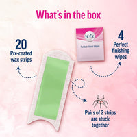 Veet Professional Waxing Strips Kit for Dry Skin, 20 Strips (Pack of 3) | Gel Wax Hair Removal for Women | Up to 28 Days of Smoothness | No Wax Heater or Wax Beans Required